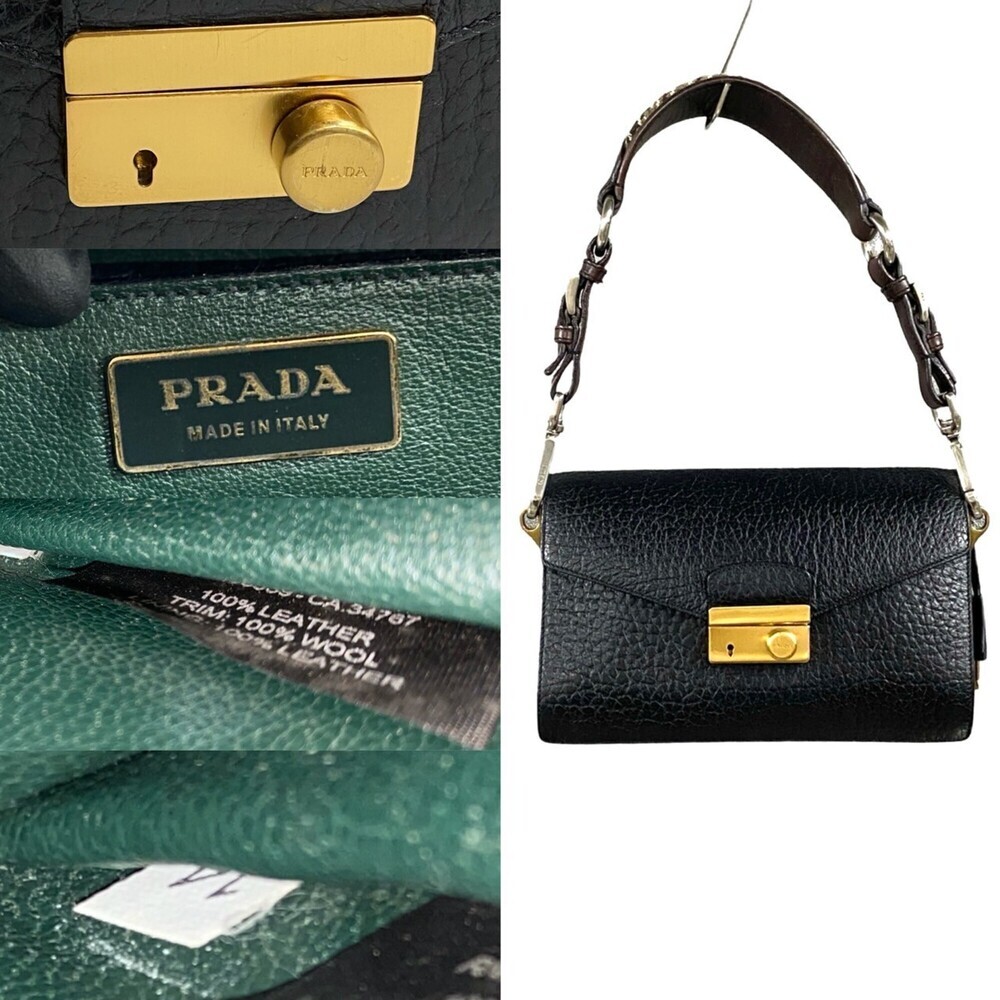 PRADA Black Leather Shoulder Bag - Picture 3 of 8